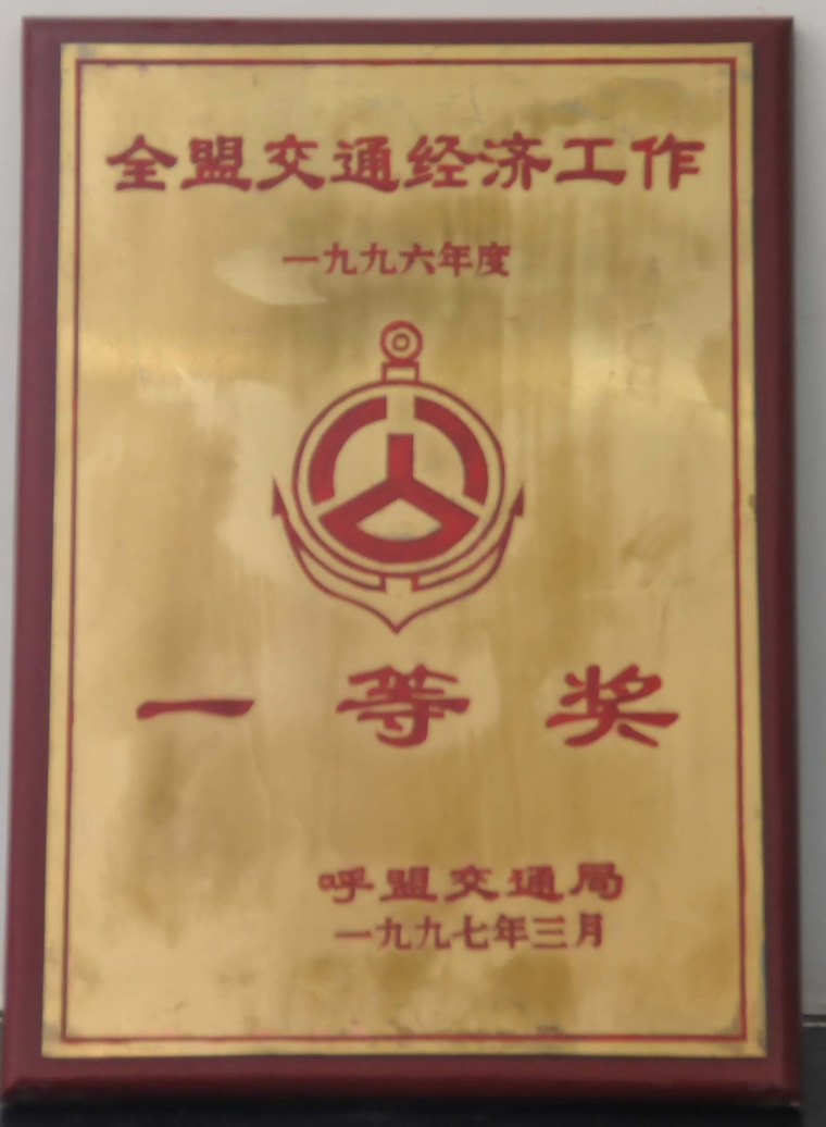 1997年全盟交通经济工作一等奖