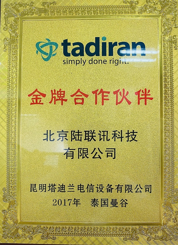 塔迪兰2017金牌合作伙伴