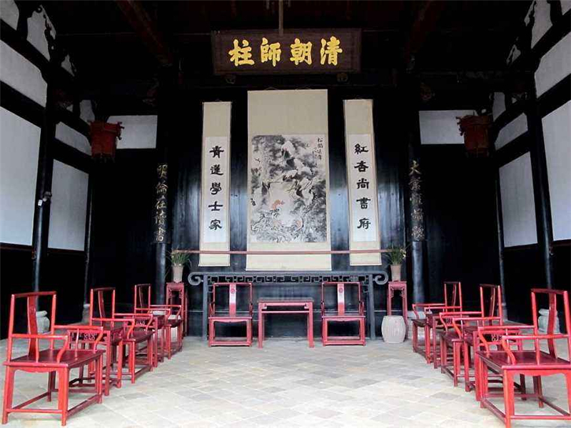 清朝师柱 大堂