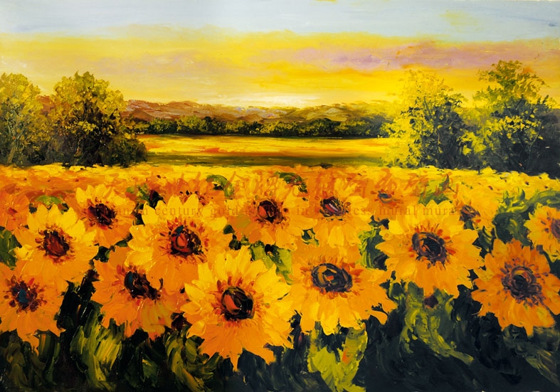 sjfj---0096 向日葵油画-自然风光-产品中心-金牌壁画