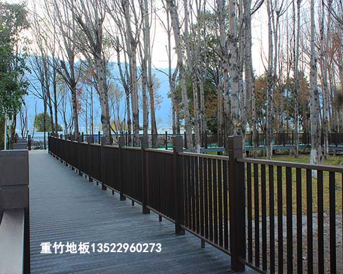 唐山市凤凰山公园 户外广场重竹地板、竹木板、重竹围栏
