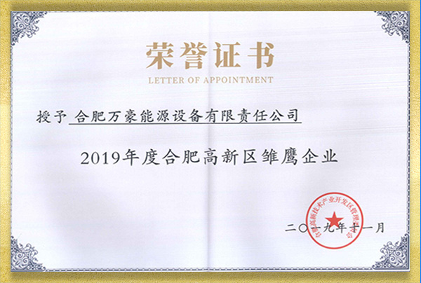 2019年度合肥高新區(qū)雛鷹企業(yè)