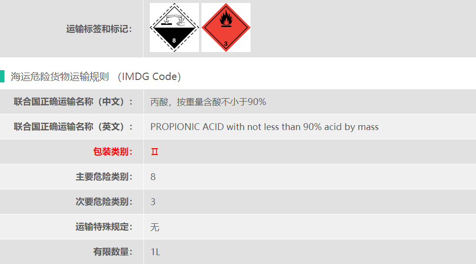 上海港出口丙酸要求