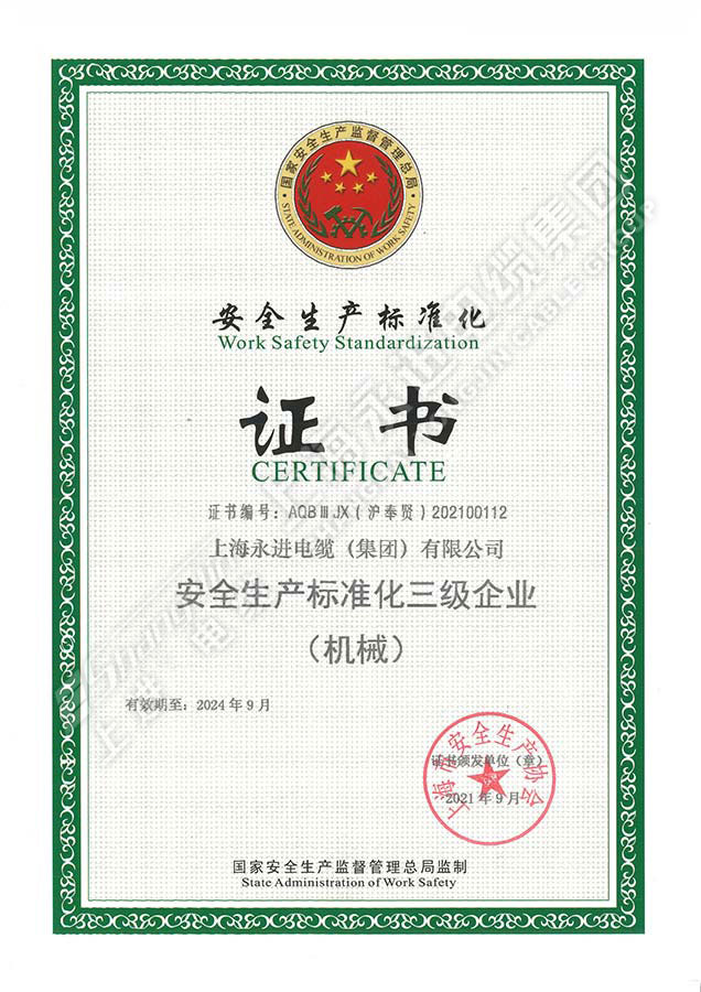 安全生产标准化证书
