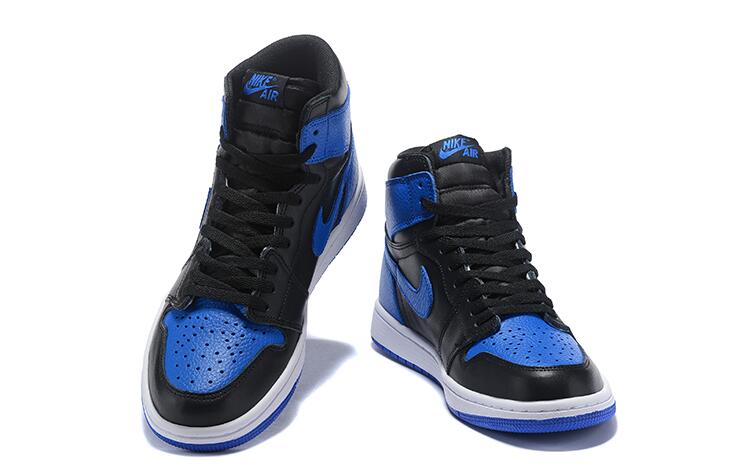 2019新款正品乔丹/jordan 1 mid aj1高帮室内蓝球鞋男鞋黑蓝