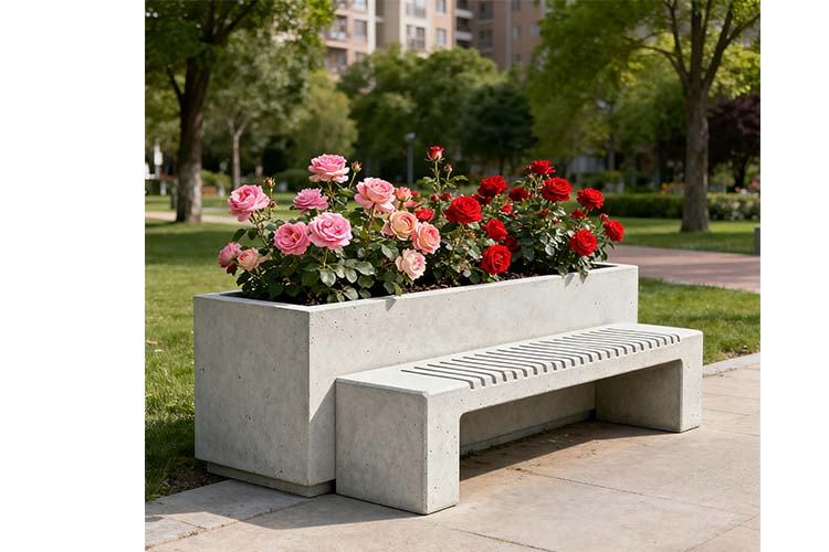 呼和浩特grc花箱混凝土花箱水泥花箱坐凳GRC花盆零下30度冻不裂晒不爆