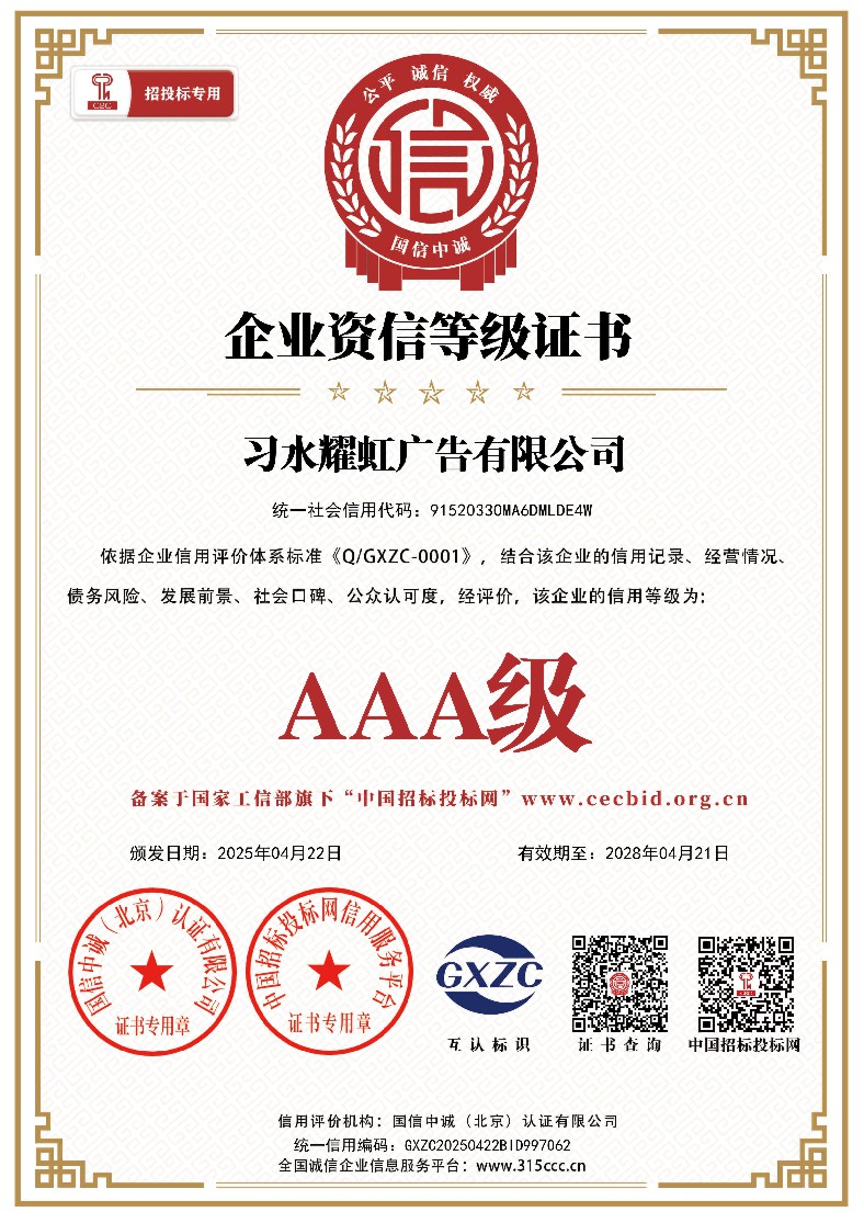 企業資信等級證書