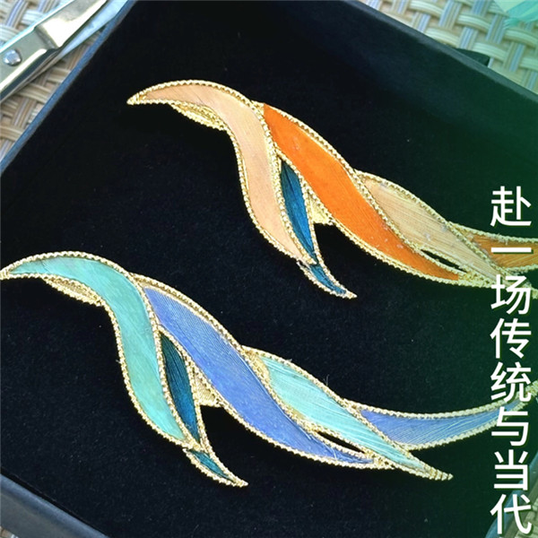 春日之羽——仿点翠工艺胸针